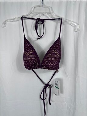 Becca by Rebecca Virtue Purple Crochet Bikini Top Large